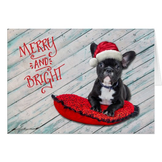 Boston Terrier Santa Hat-kerstKaart (Voorkant Horizontaal)