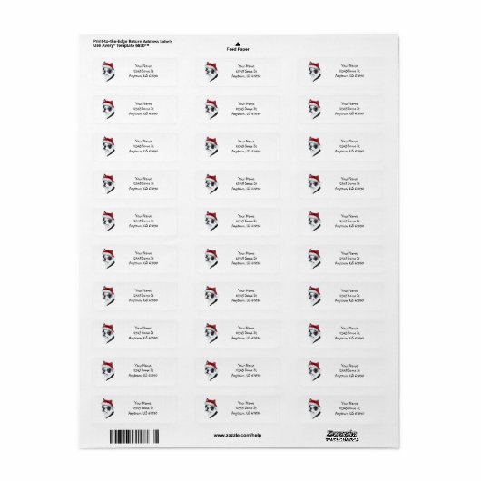 Boston Terrier Santa Hat KerstmisLabels Etiket (Full Sheet)