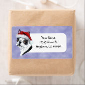 Boston Terrier Santa Hat KerstmisLabels Etiket (Insitu)