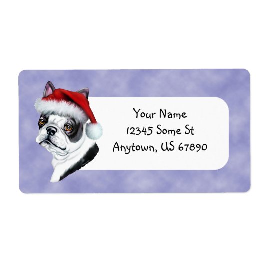 Boston Terrier Santa Hat KerstmisLabels Etiket (Voorkant)