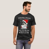 Boston Terrier Santa Hat Personal Stalker Christma T-shirt (Voorkant volledig)
