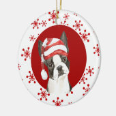 Boston Terrier Santa Hat Red Snowflake Keramisch Ornament (Links)
