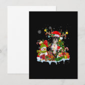 Boston Terrier Santa Hat Reindeer kerstlampjes Kaart (Voorkant / Achterkant)