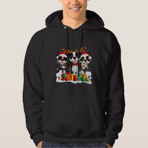 Boston Terrier Santa Hat Xmas Lights Dog Hoodie