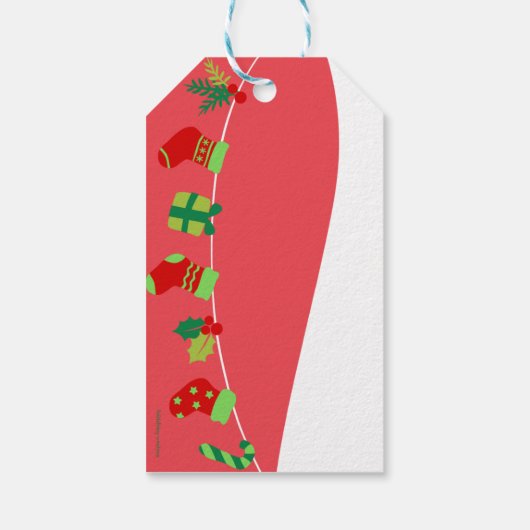 Boston Terrier Santa in een krans Gift Label Cadeaulabel (Achterkant)