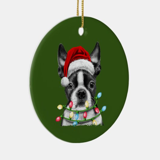 Boston Terrier Santa kerstboom - lights - Kerstmis Keramisch Ornament (Rechts)