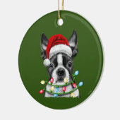 Boston Terrier Santa kerstboom - lights - Kerstmis Keramisch Ornament (Links)