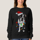 Boston Terrier Santa Kerstlights Xmas Dog Lov Trui (Voorkant)
