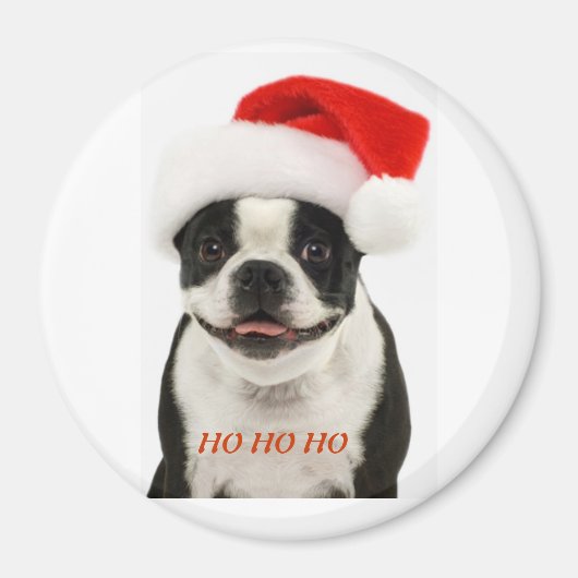 Boston Terrier Santa Magnet (Voorkant)