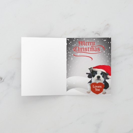 Boston Terrier Santa Paws-kaarten Feestdagen Kaart (Binnen)