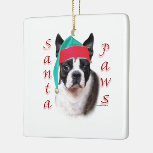 Boston Terrier Santa Paws Keramisch Ornament (Links)