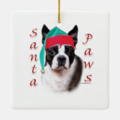 Boston Terrier Santa Paws Keramisch Ornament (Achterkant)