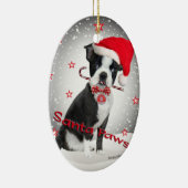 Boston Terrier santa Paws Keramisch Ornament (Rechts)