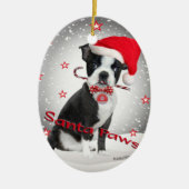 Boston Terrier santa Paws Keramisch Ornament (Voorkant)