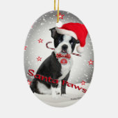 Boston Terrier santa Paws Keramisch Ornament (Achterkant)