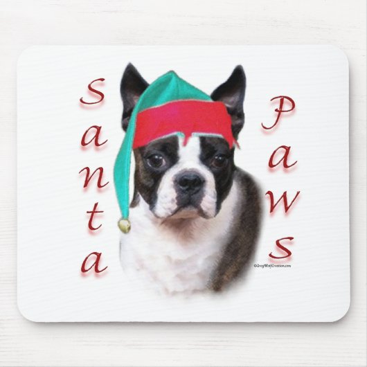 Boston Terrier Santa Paws Muismat (Voorkant)
