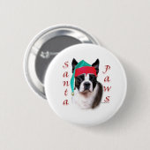 Boston Terrier Santa Paws Ronde Button 5,7 Cm (Voorkant /achterkant)