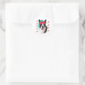 Boston Terrier Santa Paws Ronde Sticker (Tas)