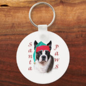 Boston Terrier Santa Paws Sleutelhanger (Achterkant)