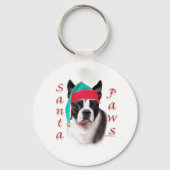 Boston Terrier Santa Paws Sleutelhanger (Achterkant)