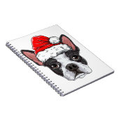 Boston Terrier Santa T Shirt met Kinderen kerstjon Notitieboek (Rechterzijde)