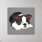 Boston Terrier Schattige Puppy Esthetische Fine Ar Canvas Afdruk (Voorkant)
