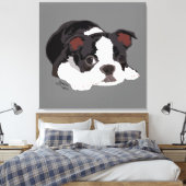 Boston Terrier Schattige Puppy Esthetische Fine Ar Canvas Afdruk (Insitu (Slaapkamer))