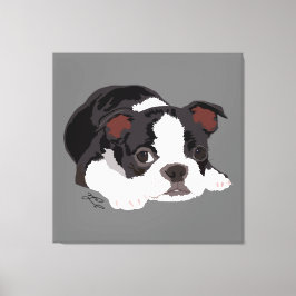 Boston Terrier Schattige Puppy Esthetische Fine Ar Canvas Afdruk