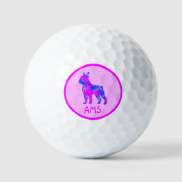 Boston Terrier Schattige Roze Honden Silhouet Mono Golfballen