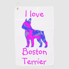 Boston Terrier Schattige Roze Honden Silhouet Mono Golfhanddoek