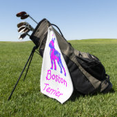 Boston Terrier Schattige Roze Honden Silhouet Mono Golfhanddoek (Groen)
