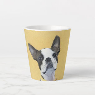 Boston Terrier Schilderij - Mooie Originele Honden Latte Mok