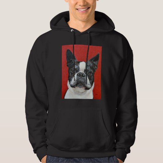 Boston Terrier schildert in acrylica door Jimmie B Hoodie (Voorkant)