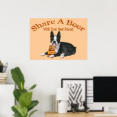 Boston Terrier Shares A Beer Poster (Thuiskantoor)