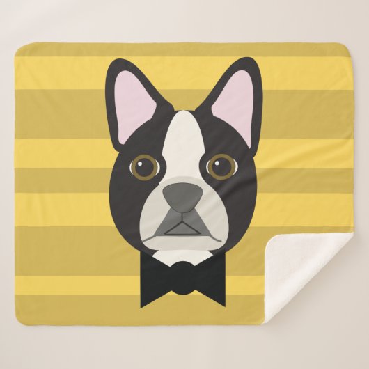 Boston Terrier Sherpa Deken (Voorkant (horizontaal))