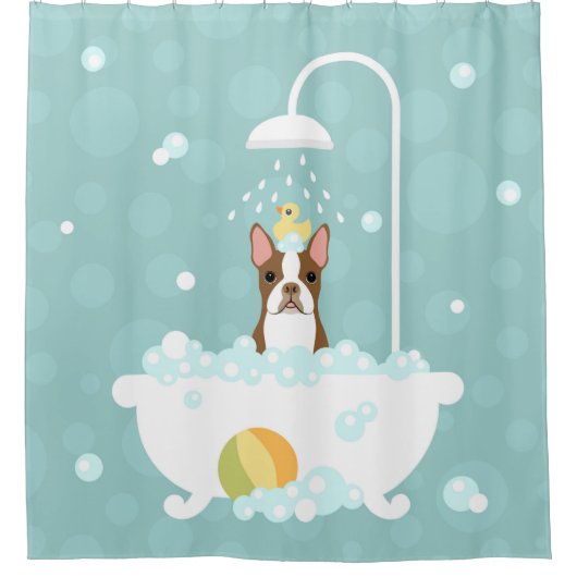 Boston Terrier Shower Curtain Douchegordijn (Voorkant)