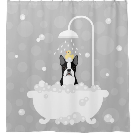 Boston Terrier Shower Curtain Douchegordijn (Voorkant)