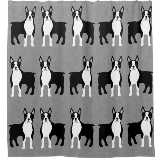 Boston Terrier Shower Curtain Douchegordijn (Voorkant)