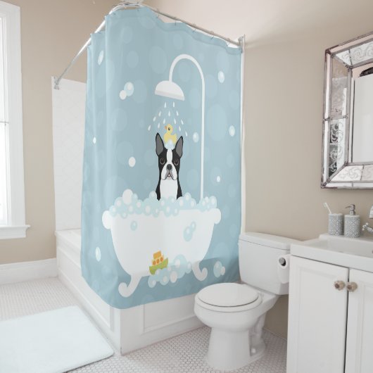 Boston Terrier Shower Curtain Douchegordijn (In situ)
