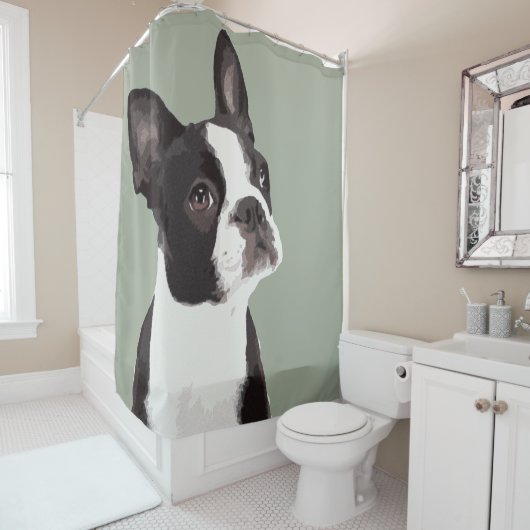 Boston Terrier Shower Curtain Douchegordijn (In situ)