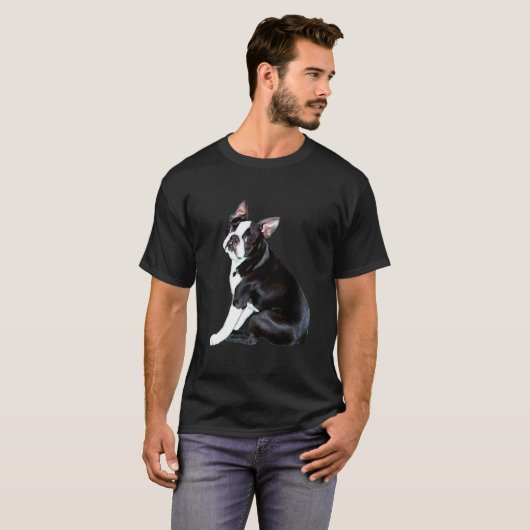 Boston Terrier Side Sit T-shirt (Voorkant volledig)