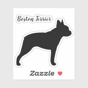 Boston Terrier Silhouet Hondenras Vinyl Sticker