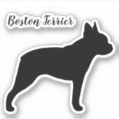 Boston Terrier Silhouet Hondenras Vinyl Sticker (Voorkant)
