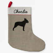 Boston Terrier Silhouette Cute Hondenliefhebber Ho Kleine Kerstsok (Voorkant)