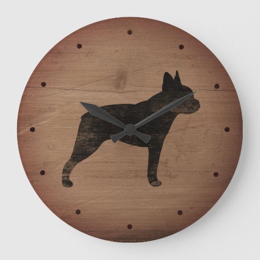 Boston Terrier Silhouette Grote Klok (Voorkant)