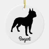 Boston Terrier Silhouette Keramisch Ornament (Voorkant)