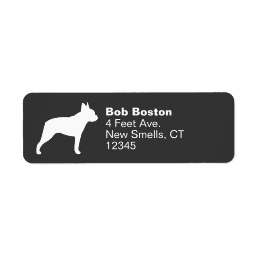 Boston Terrier Silhouette Return-adreslabels Etiket (Voorkant)