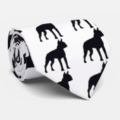 Boston Terrier Silhouette Stropdas (Opgerold)