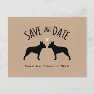 Boston Terrier Silhouetten Bruiloft Save the Date Aankondigingskaart