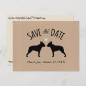 Boston Terrier Silhouetten Bruiloft Save the Date Aankondigingskaart (Voorkant / Achterkant)